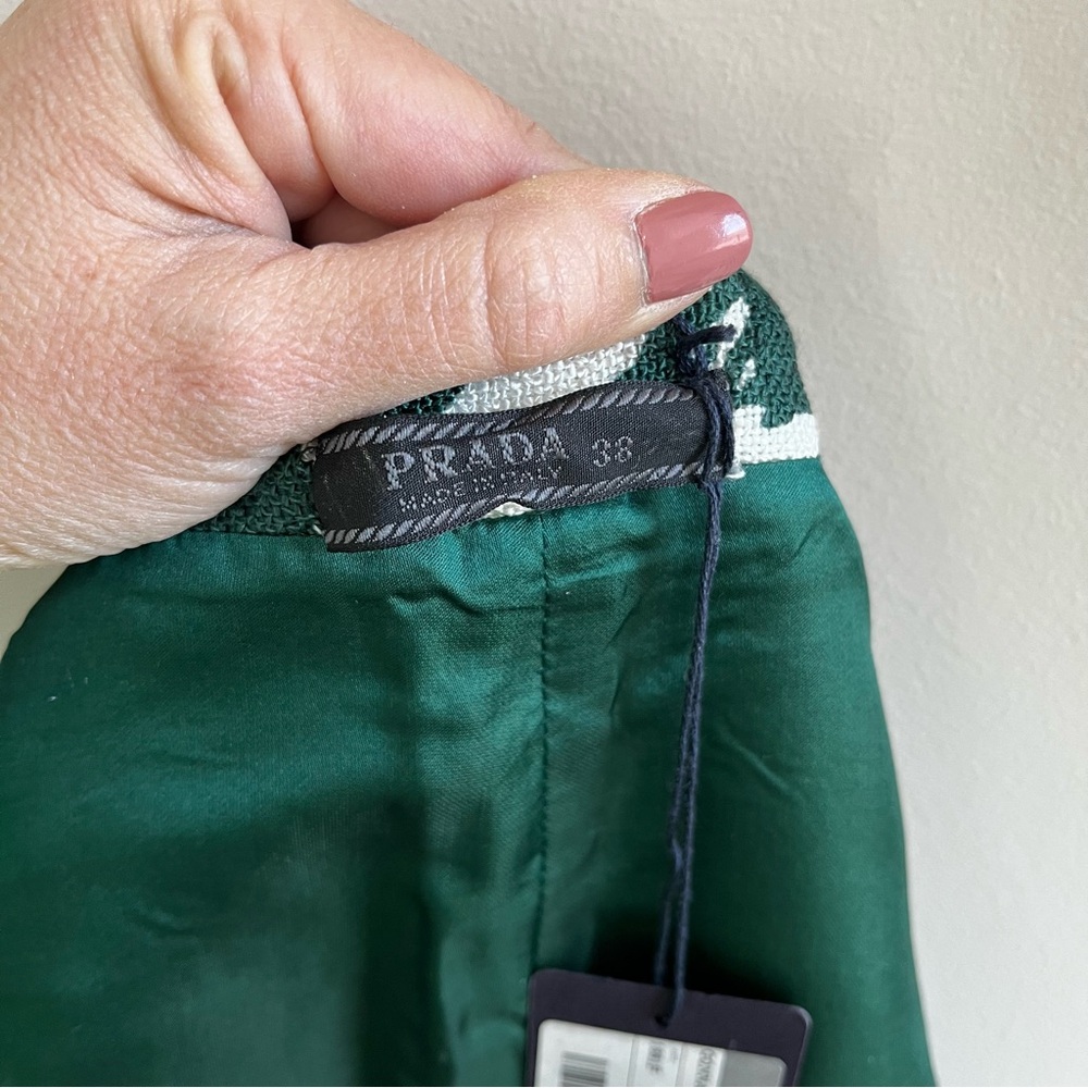 RARE Vintage Prada SS01 Floral Print Mini Short Pencil Skirt Green White 38 2 - Picture 6 of 14
